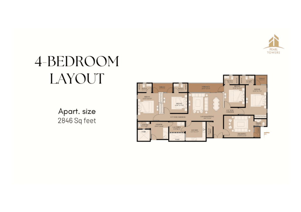Pearl Tower 4 Bedroom Apartment Layout
