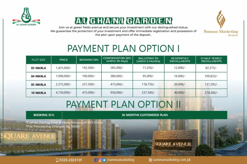 Al Ghani Garden Payment Plan